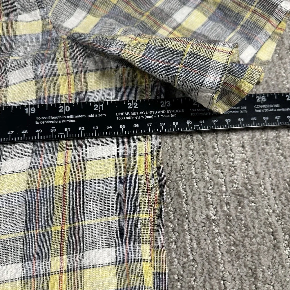 Levis Mens Yellow Button-Up Shirt Large‎ Linen Cotton Short Sleeve Standard NWT